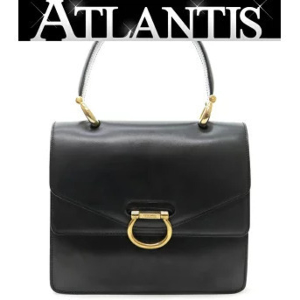 Celine Double Flap Handbag Leather Black
